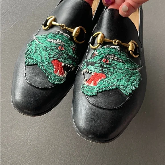 Gucci Panther Brixton Black Leather Loafers Mens size 6 - Picture 5 of 10